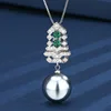 Green gray bead pendant with chain