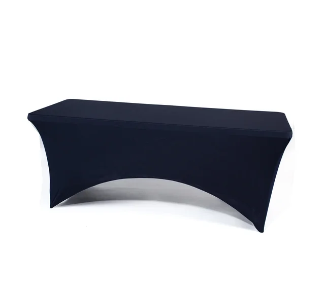 6ft  Rectangular navy blue tablecloth Spandex Tablecloths Fitted Stretch Polyester Table Cover for wedding banquet party