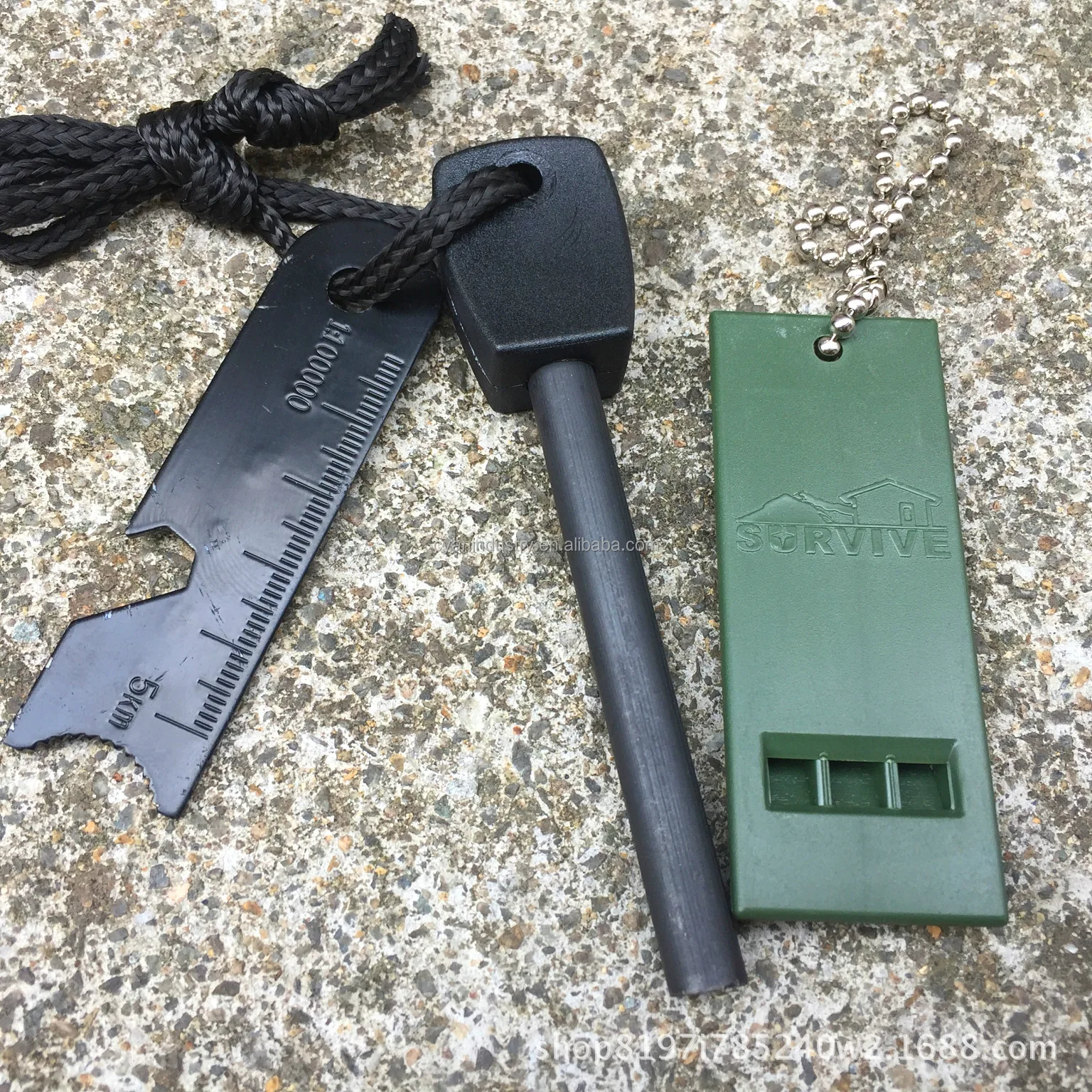 Fire Starter With Striker Lanyard And Whistle Waterproof Flint Fire