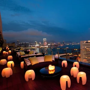 Modern LED Light-Up Triangle Cube Bar Stools Glowing Design Living Room Furniture Decorative Seat for Home Use