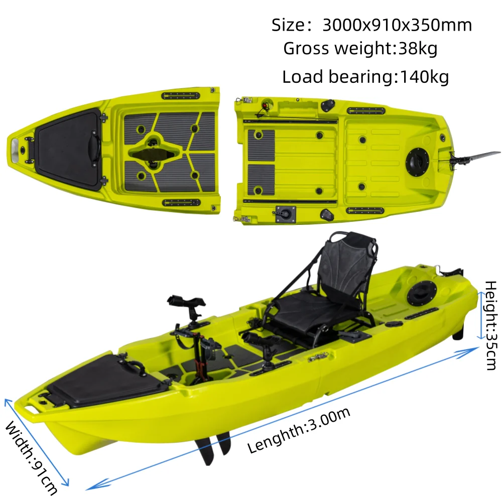 New  2 or 3  Pieces Modular Detachable Kayak Plastic HDPE/LDPE   4.5m  Kick up and Propeller Foot Pedal Motor Kayak for Choosing
