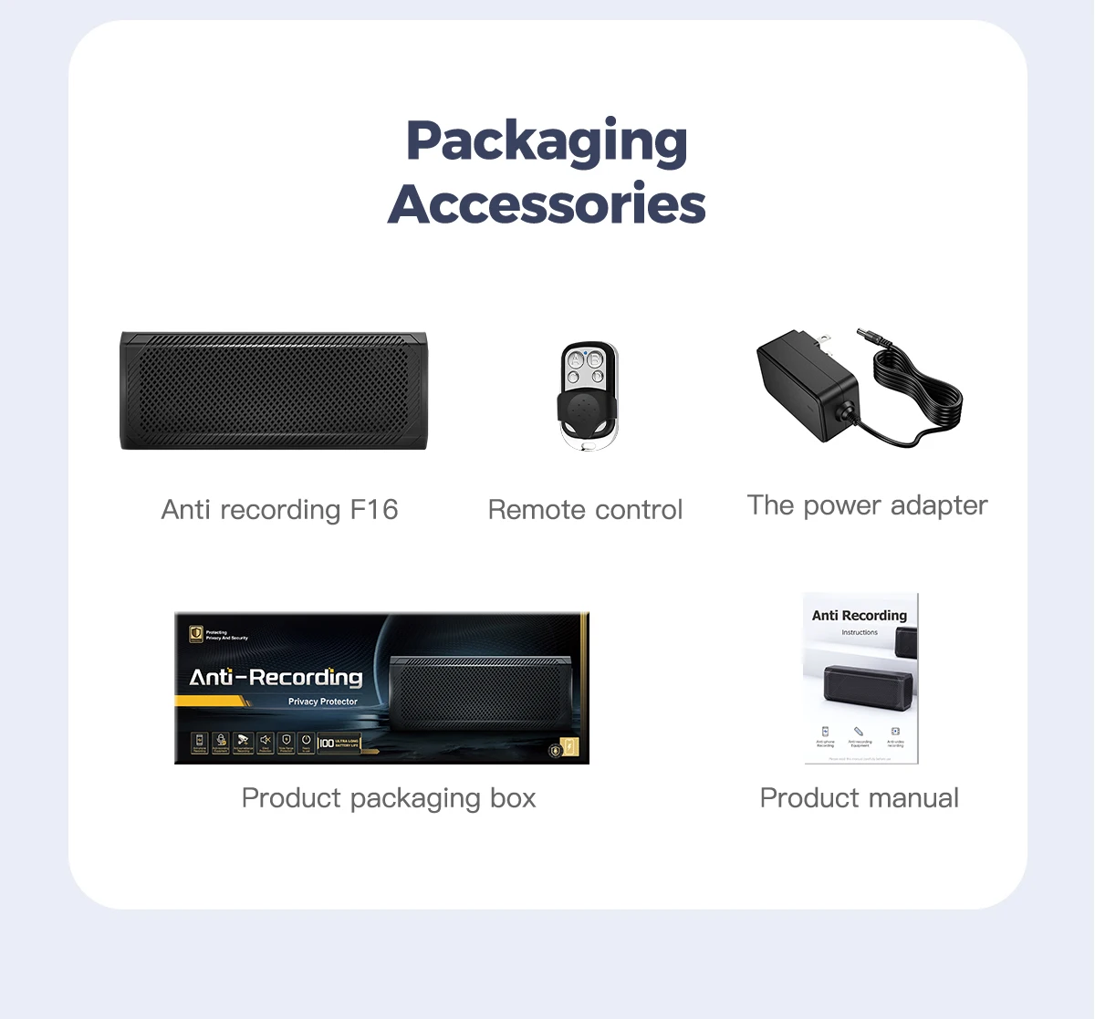 F16 Portable Anti Audio Recording Safety Equipment Portable Anti Recording Blocker Voice Recording Jammer Microphone Suppressor