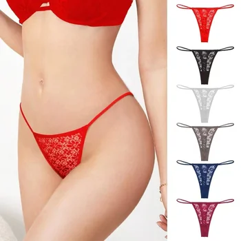 High Quality Mature Women's Lace Heart Shaped Panties Thong Lace Sexy Red G String