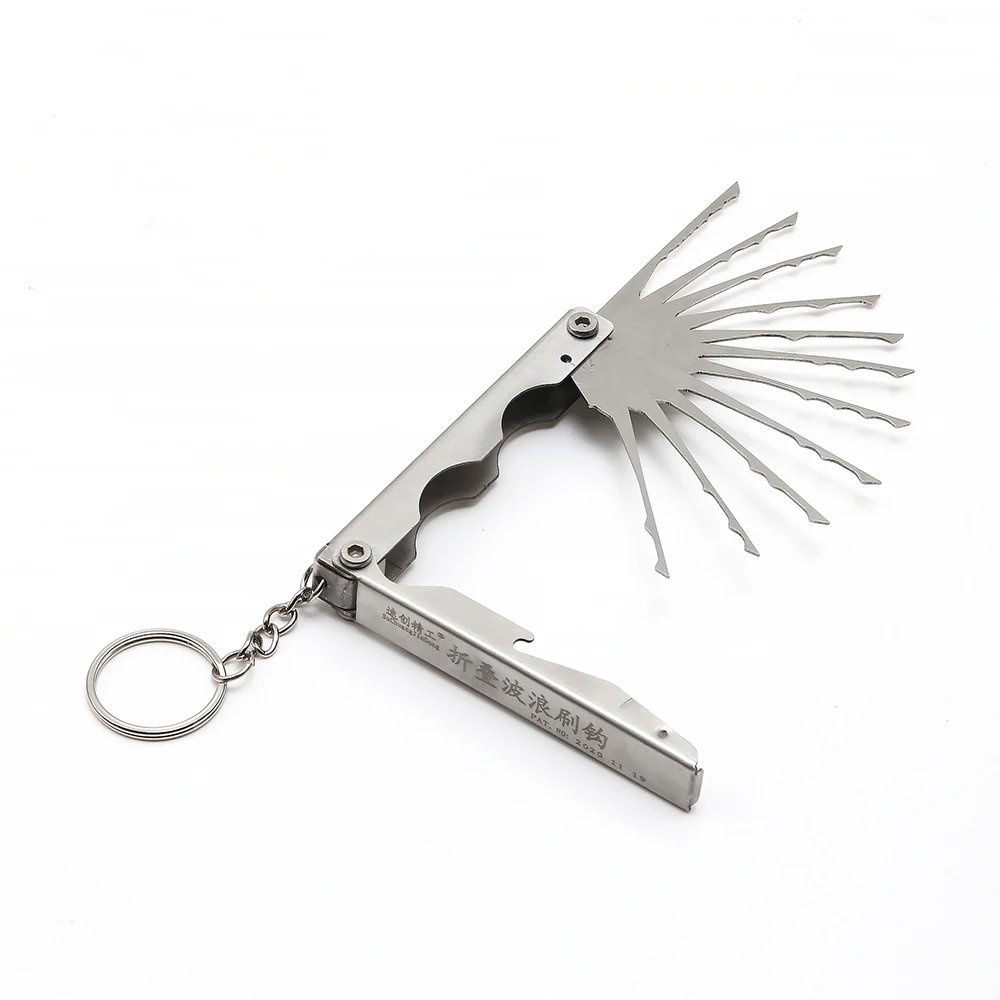 11PcsFoldingWaveBrushLockPushHookRepairToolSetforProfessionalLocksmithSuppliesHardwareQuickReleaseTools