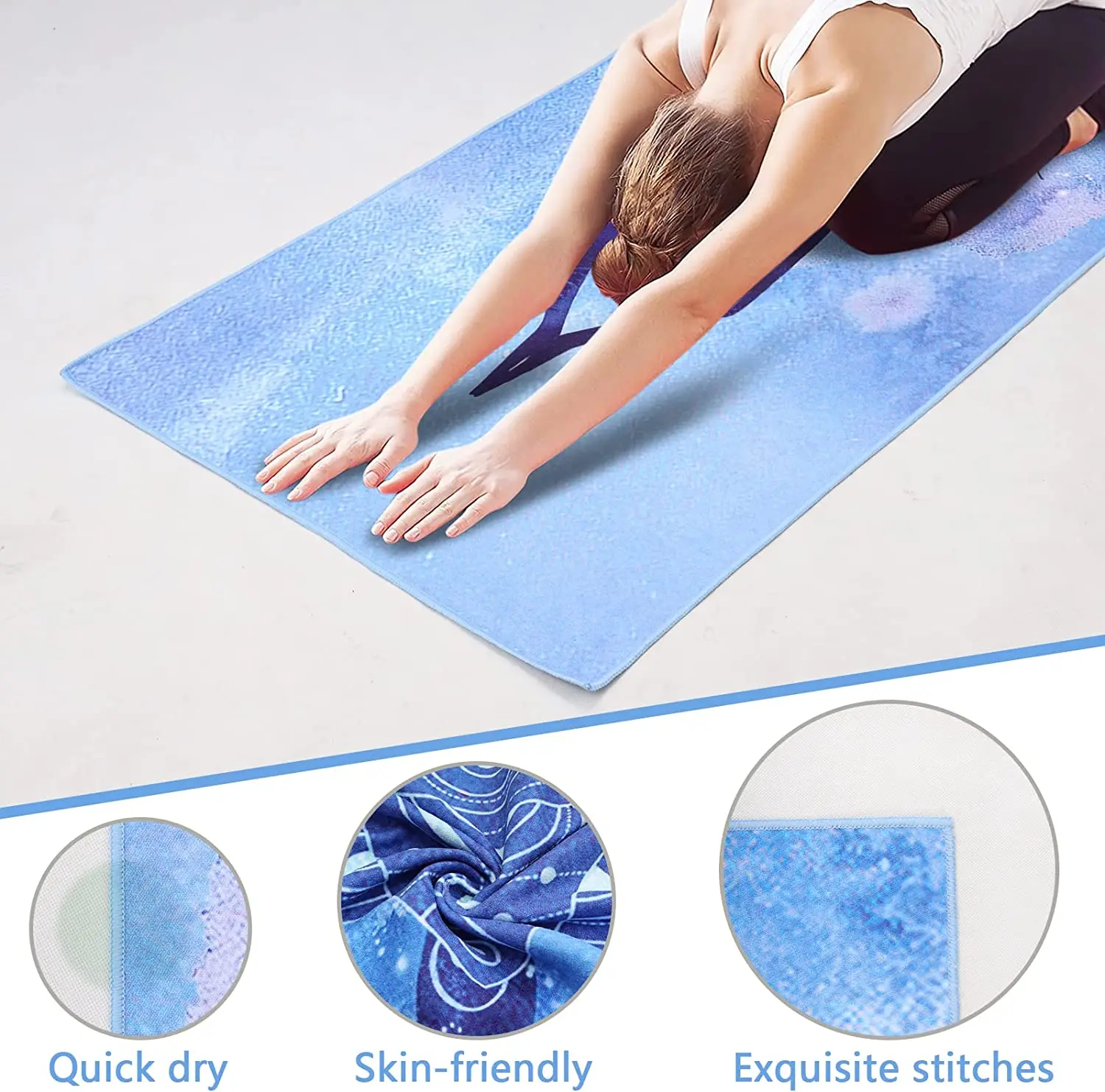 Quick Dry Non Slip Hot Yoga Towel With Corner Pocket Silicon Dots Custom Printed Wholesale Sport Microfiber Yoga Mat Towel manufacture