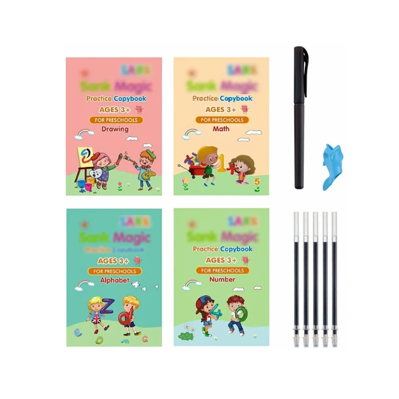Reusable Handwriting Calligraphy Book 4pcs Set Magic Practice Copybook for Kids Child Book Printing