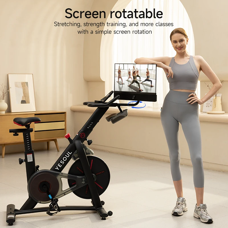 Factory Custom Logo Stationary Cycling Bike Home Fitness Gym Equipment Studio Indoor Exercise Spin Bike With Screen