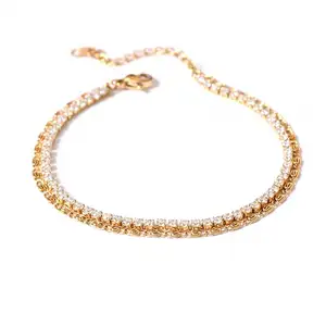 Vintage 18K Gold Plated Women's Fashion Bracelet Trendy Layered Chain Zircon Crystal Pendant Wholesale Price Main Material Brass