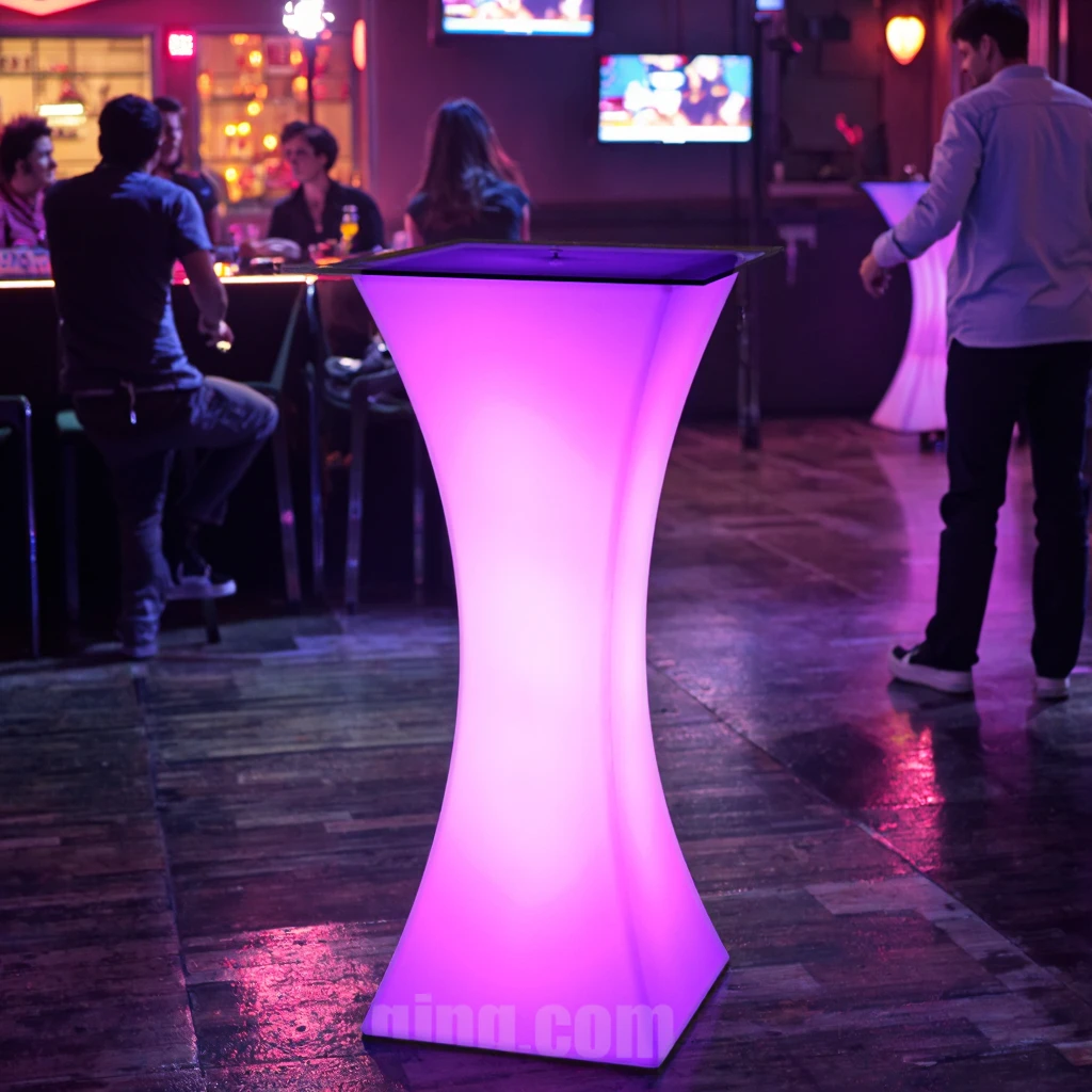Led Glowing Event Furniture Dimmable Illuminated Led Party Table Commercial Furniture Light up Cocktail Table