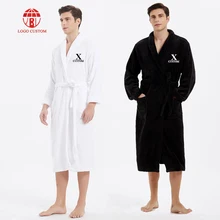 Thick Plush Coral Flannel Bathrobes Unisex SPA Black Custom Couple Robe Embroidery Coral Fleece Hotel Bathrobe