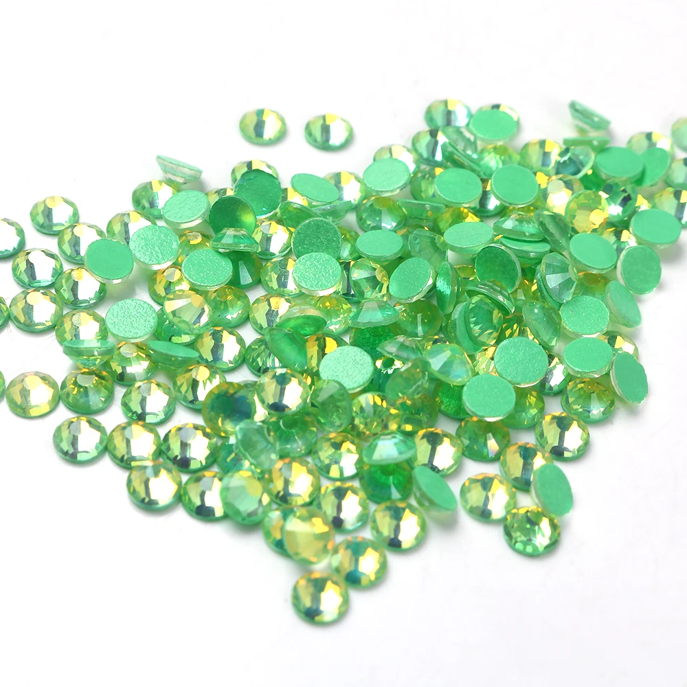 FLATBACK Neon Green Glass Rhinestones - US Rhinestone Supplier