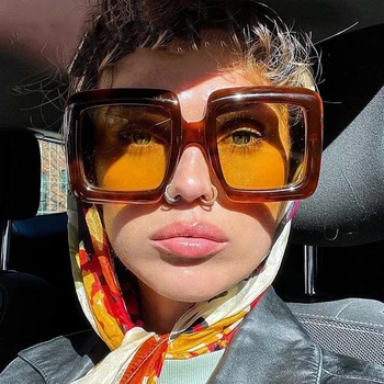 ?Back in Stock!! Trendy 2024 Oversized Square Sunglasses Amazon.com: PORADAY Fashion Large Square Sunglasses for  main image 4