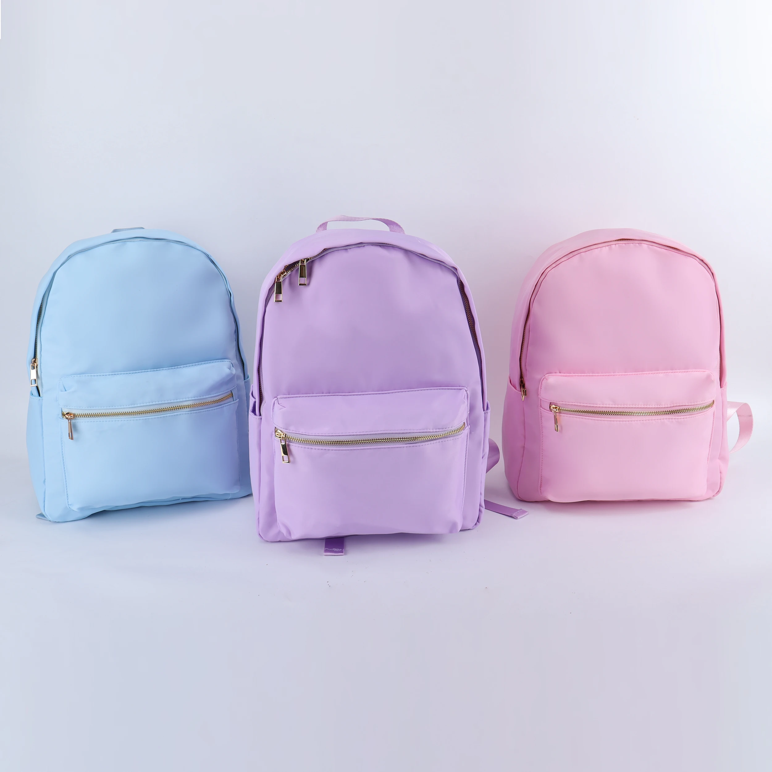 RTS Stock 11 Colors Candy Color Large Women Pink Storage Bag School Bag Outdoor Travel Sports Waterproof Nylon Backpack Bag
