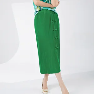 High Quality Women's Vintage Style A-Line Skirt Pleated and Loose Stretch Solid Color Elegant Temperament Summer Skirt
