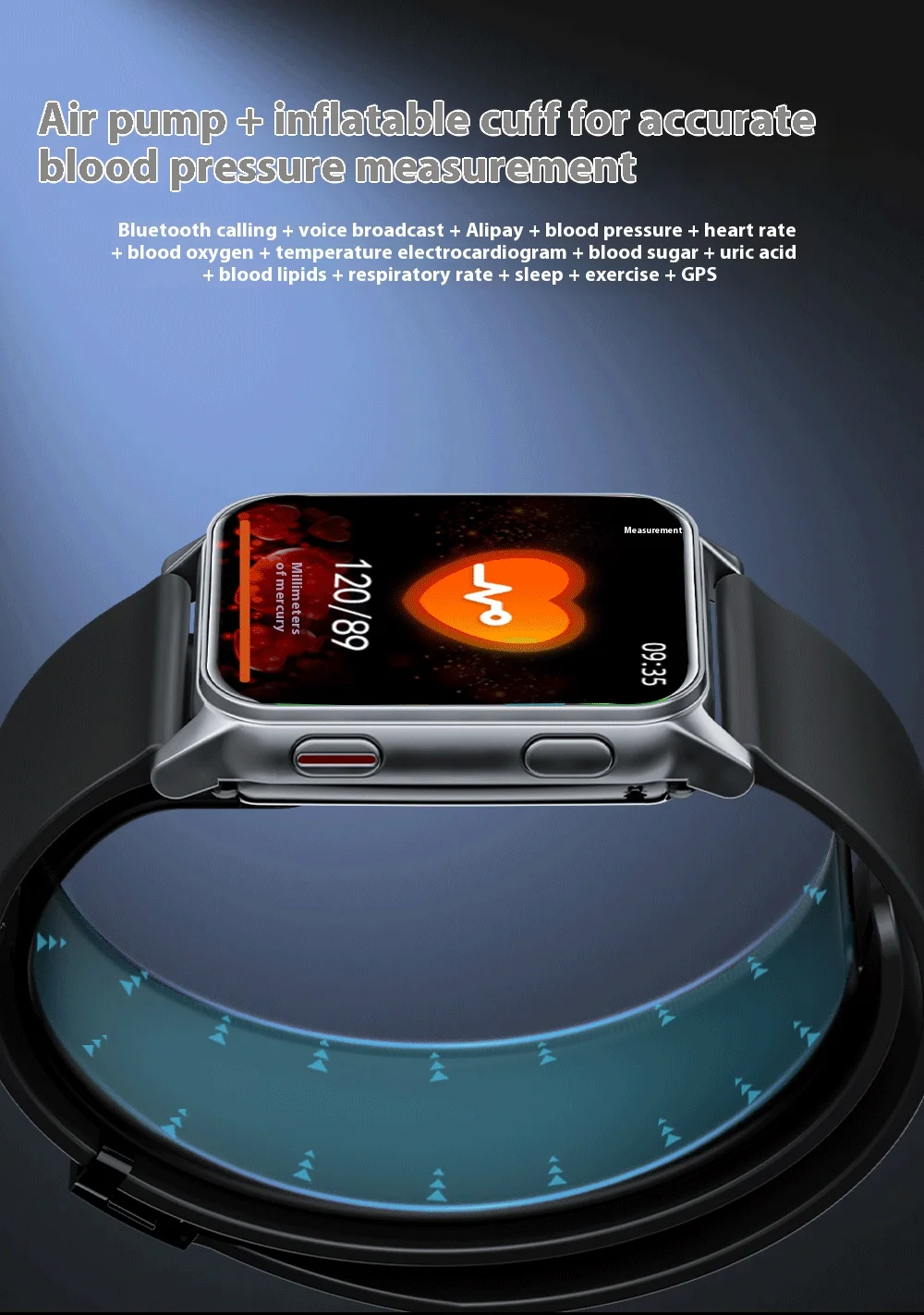 New 2024 Heart Rate Sport Smartwatch Monitor Smart Watch Dynamic Detection of Blood Sugar, Blood Oxygen and Blood Pressure