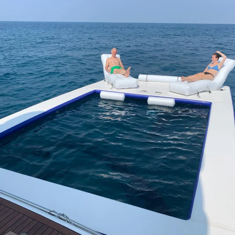 Надувной остров двухслойная портативная лодка плавающая док подставка для плавания с сеткой