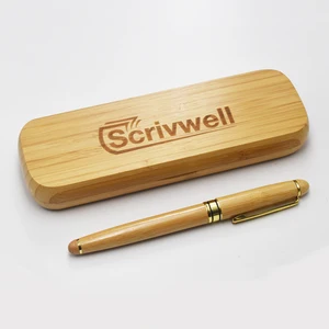 High Quality Business Gift Wooden Pen Set with Box Engraved Logo Ballpoint Wood Pens  with Wood Box