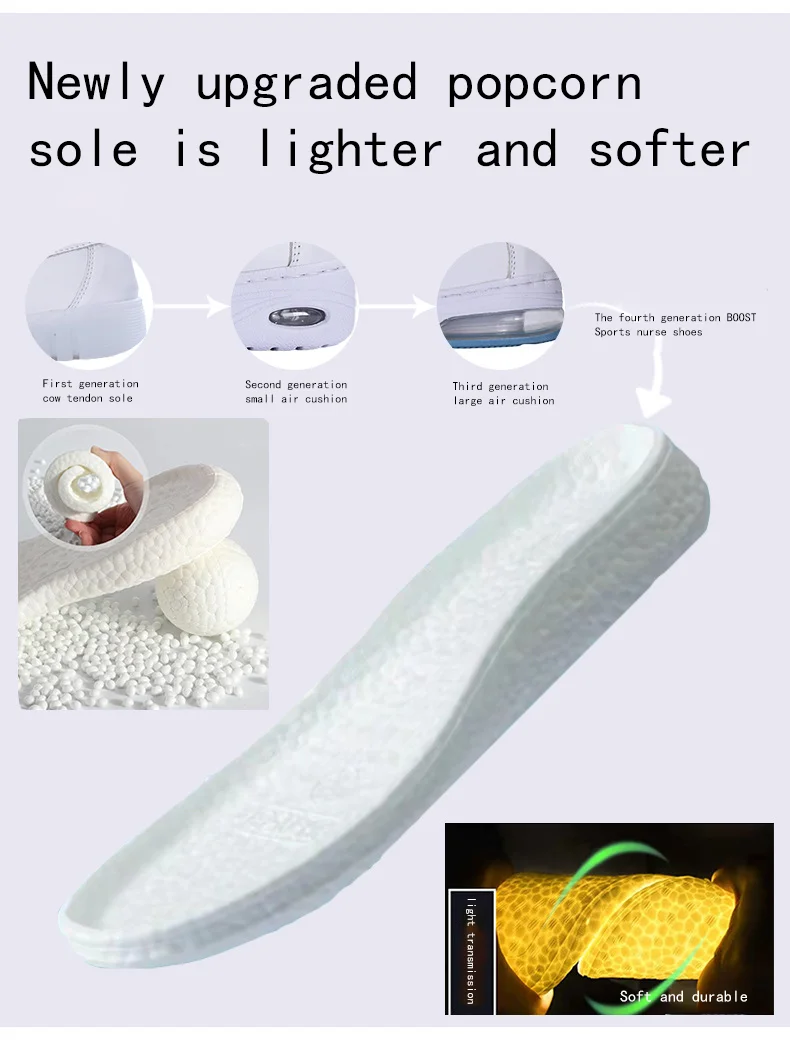 Casual White Genuine Leather Nurse Shoes for Women Comfortable and Breathable for Hospitals