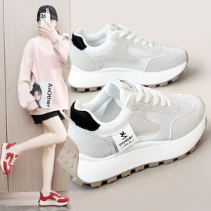 Fashionable Women's Casual Sports Loafers Breathable Hiking and Fitness Shoes with Thick Soled & Non-Slip for Spring Summer