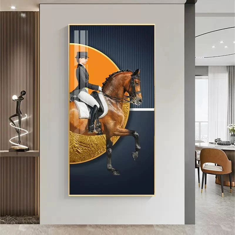 クリスタル磁器絵画の現代馬壁アート作品絵画クリスタル磁器絵画