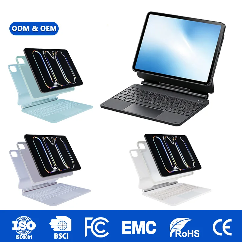 Custom Logo/Layout Premium Detachable Wireless Magnetic Keyboard Detachable Shell With Pen Groove for iPad Air 11