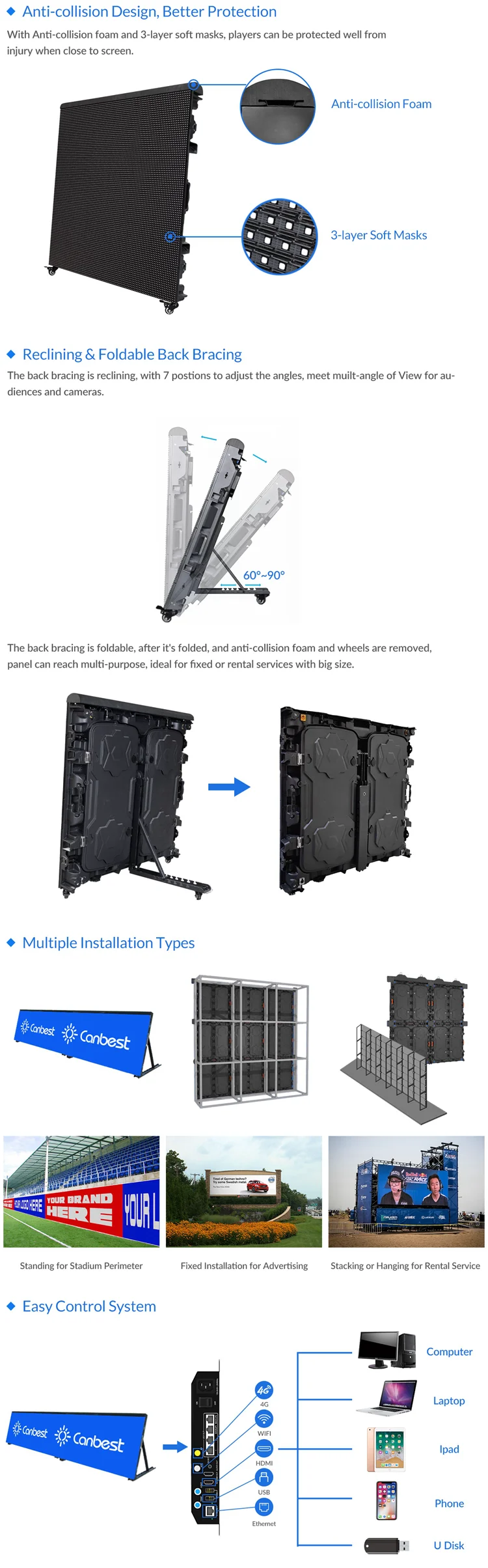 3D P4 P5 P6 P8 P10 outdoor indoor rentals full color Football stadium perimeter led display Screen