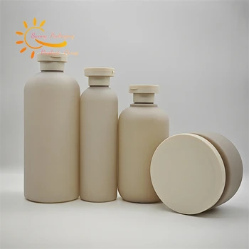 eco friendly soft HDPE cosmetic hdpe body lotion shampoo bottle 200ml 300ml 500ml brown plastic creative bottles