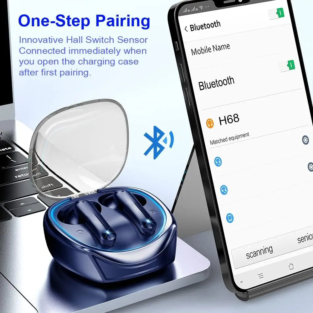 Bluetooth Earphones with IP7 Waterproof, ENC Noise Cancelling