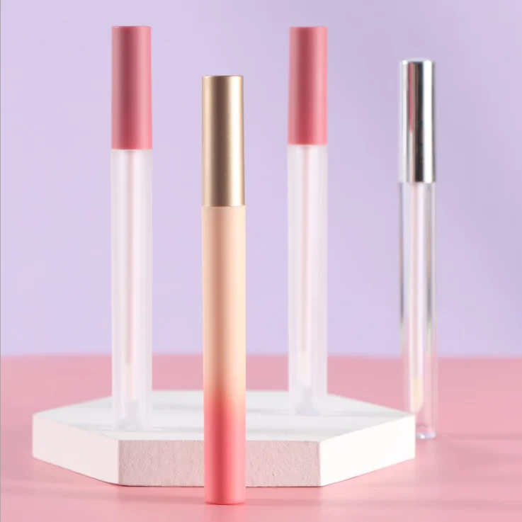 Mascara Tubes Long Slim 3ml Gradient Frosted Bottle Gold Cover Empty Mascara Tube Lip Gloss Tube