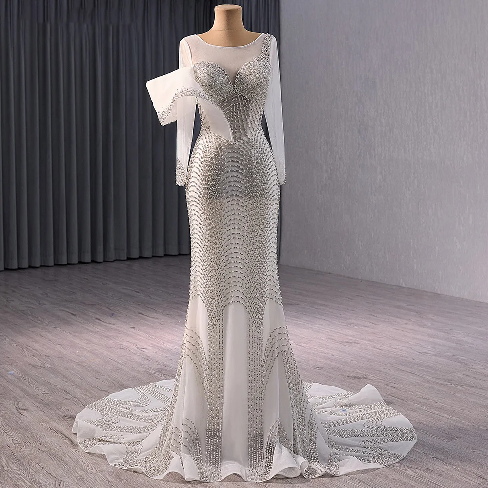 grey mermaid wedding dress ZAPAKA Women Dark Grey Long Prom Dress Mermaid V Neck Wrap Long Sleeves Chiffon Wedding Guest Dress with Slit, Dark Grey / US2
