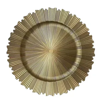 2023 Hot Sale Wedding Charger Plate Plastic 13 Inch Gold Reef Charger Plates Service Plate Party Tableware Table Decorations