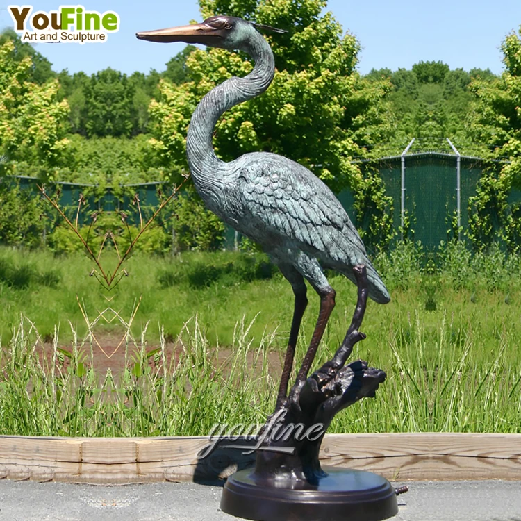 Life Size Outdoor Animal Casting Bronze Heron Statue Sculpture for Garden Yard