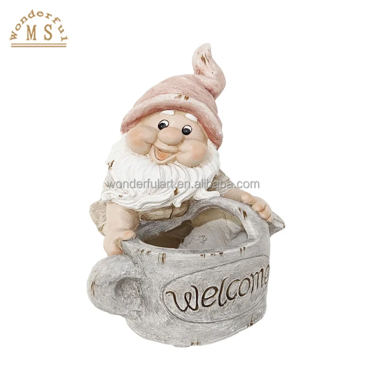 Poly stone old man with white beard Holiday Fairy figurine Home Decor Art resin garden Ornament
