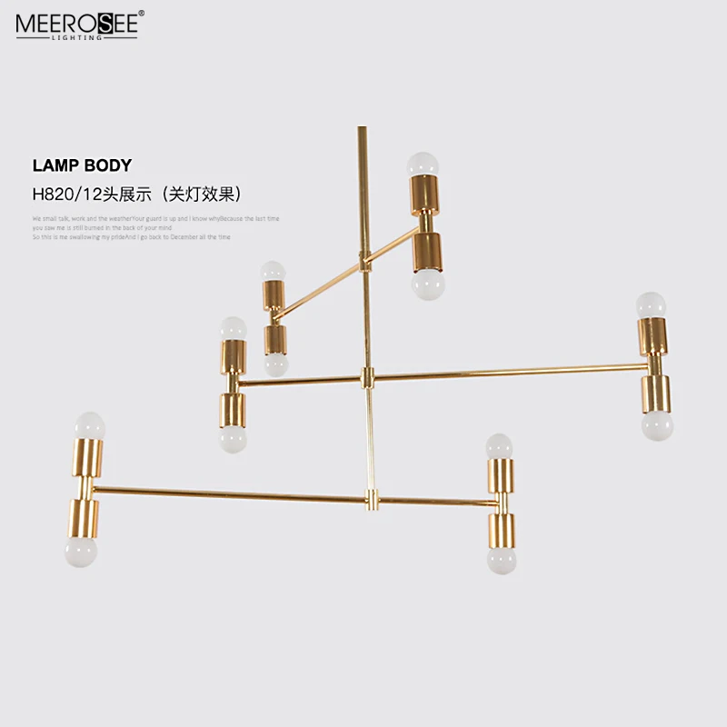 MEEROSEE Creative Restaurant Pendant Lamp Loft Lobby Hanging Lamp Gold Iron Pendant Light MD86756