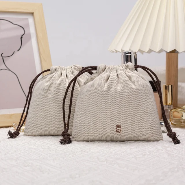 High Quality Cotton Jute Bags Wholesale Recyclable Linen Drawstring Bag for Candle Tableware Bracelets Glasses Rings Gift