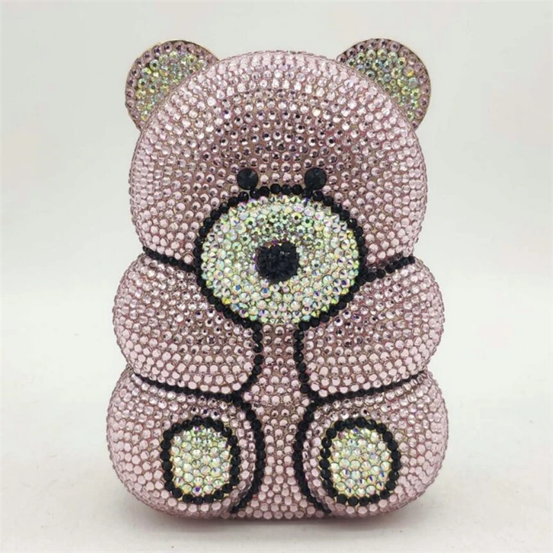 Luxury Cute Bling Panda Diamond Handbag Rhinestone Teddy Bear Bag Purse