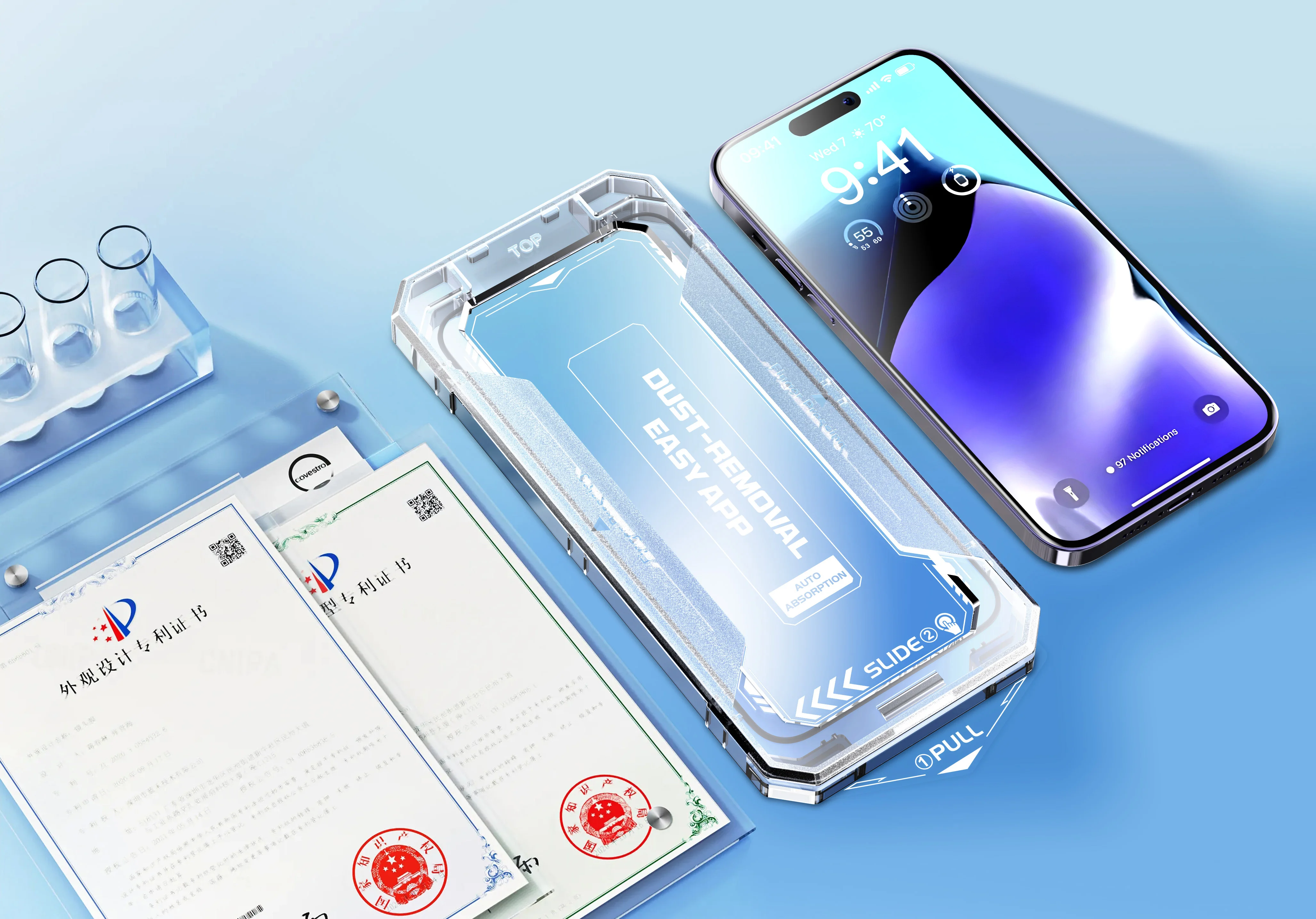 Automatic Alignment Dust Proof Easy App Privacy Tempered Glass Screen Protector With Dust