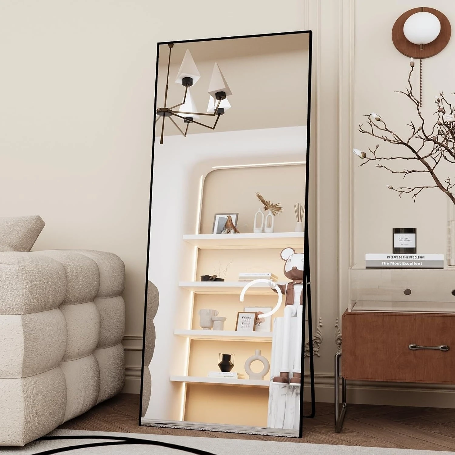 product modern large aluminum alloy frame full body standing floor dressing mirror for bedroom bathroom-1