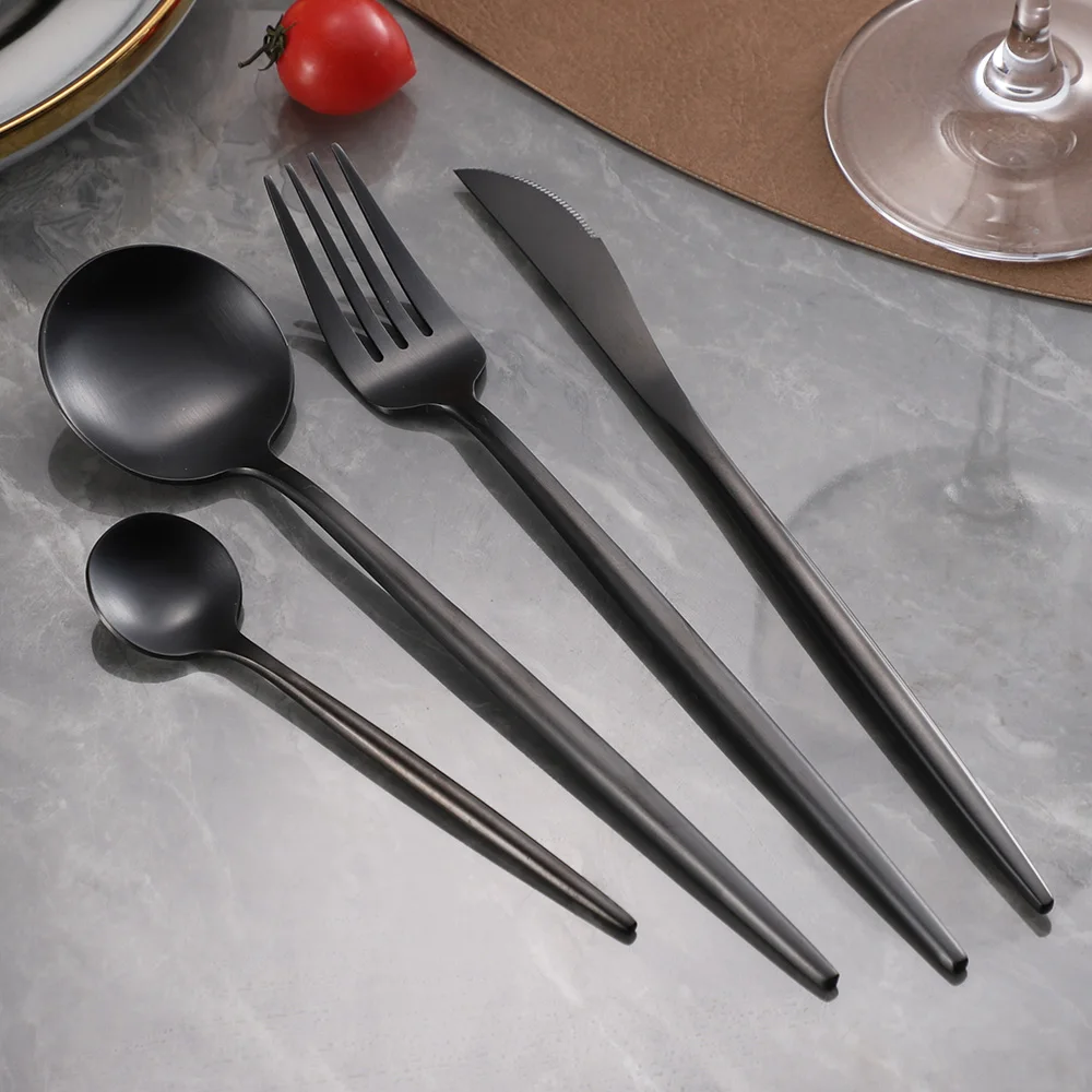 Portugal Highend Matte Black Flatware Set Stainless Steel Spoons Forks