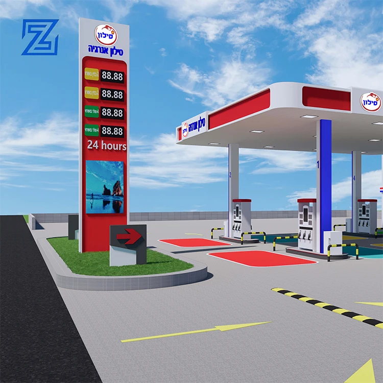 Custom Gas Station Canopy and Design Steel Accessories Led Canopy Frame Fuel Pump Gas Station