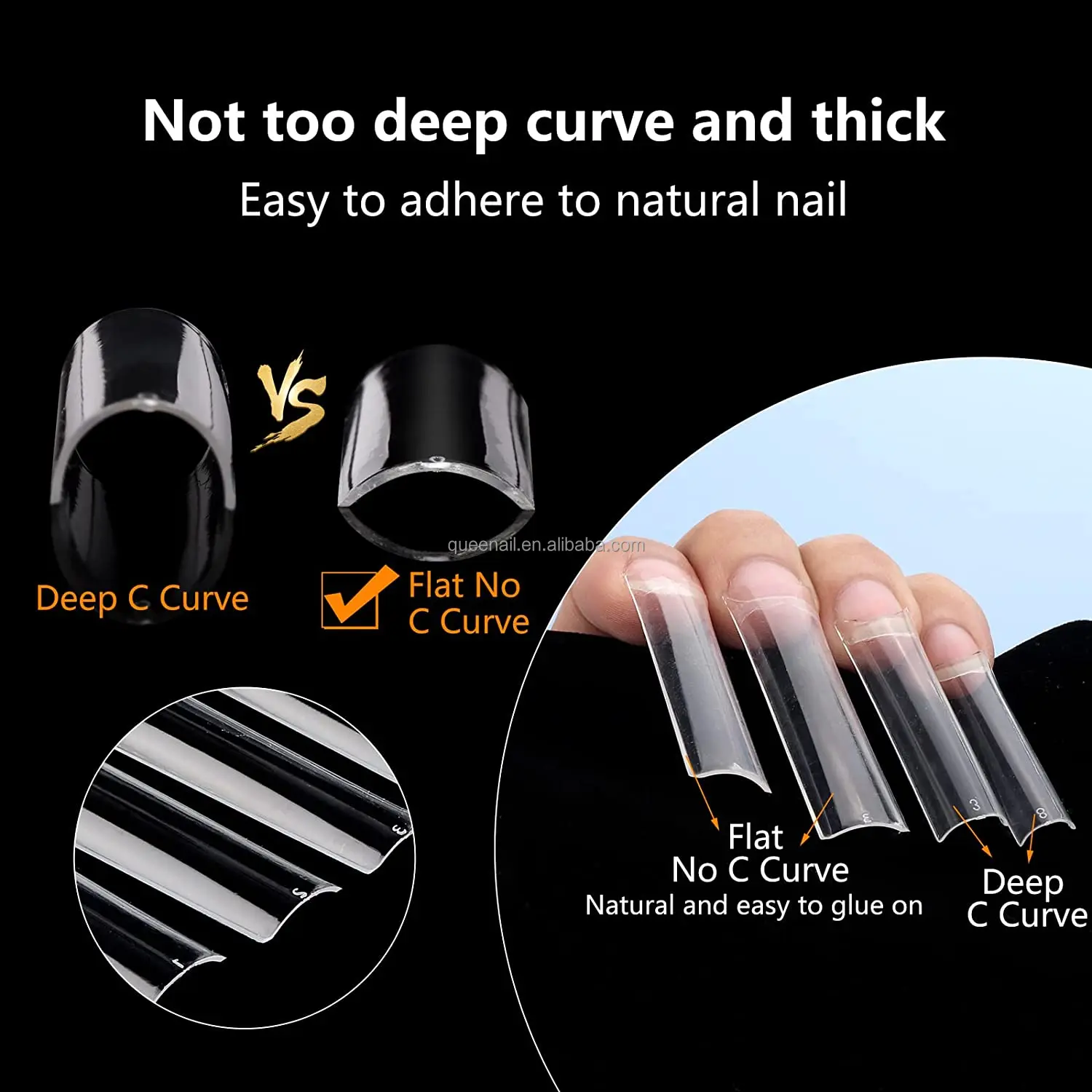 Extra Long Square Flat Nail Tips No C Curve Square Nail Tips 500pcs Box ...