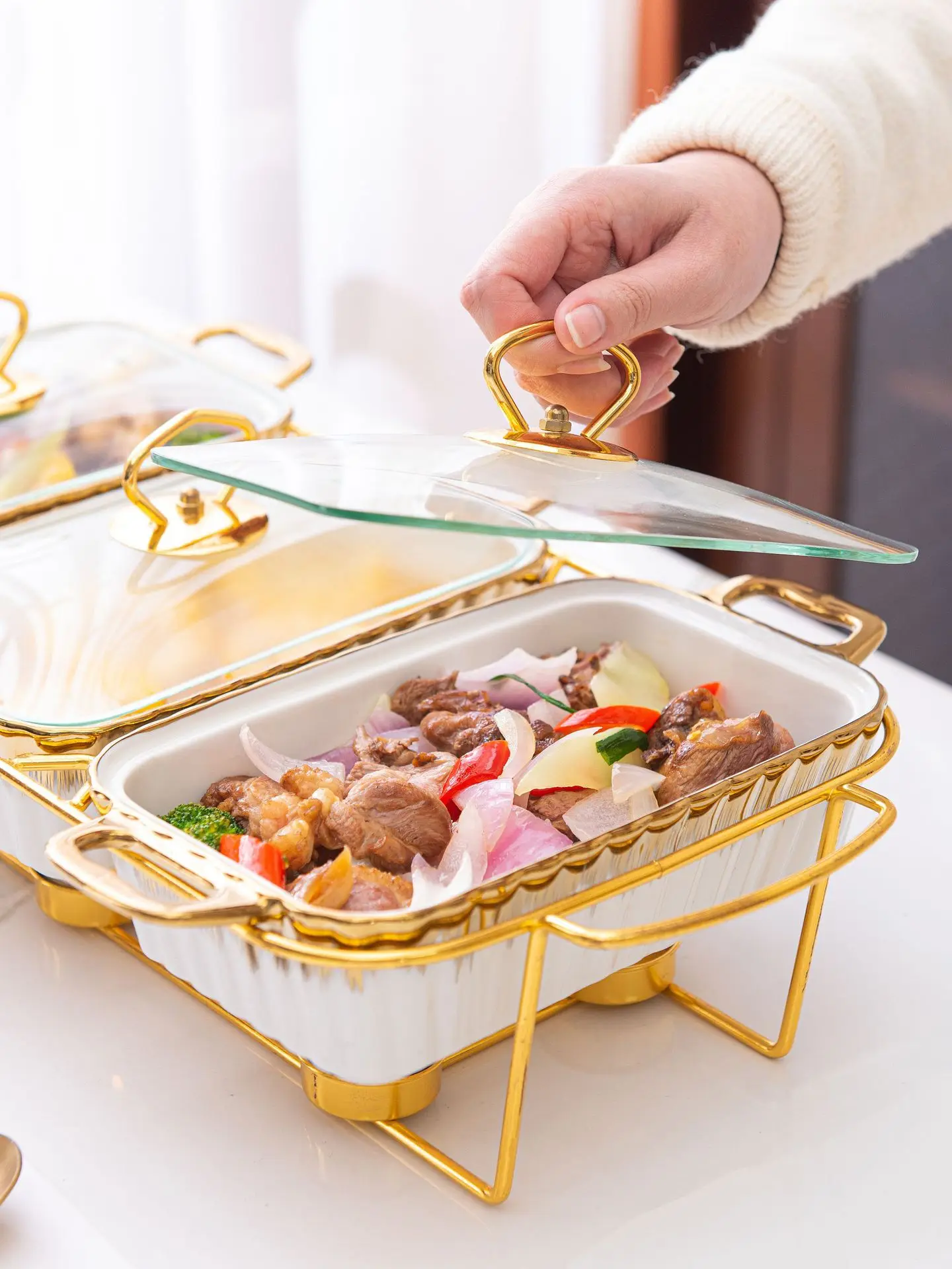 Wholesale High Quality Ceramic Chafing Dish Casseroles Hot Pot Food