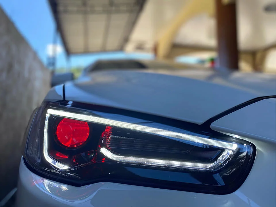 VLAND-faros LED delanteros para coche Mitsubishi, lámpara de Ojos de demonio con lentejuelas, para modelo Galant Lancer ex Fortis, 2008-2017