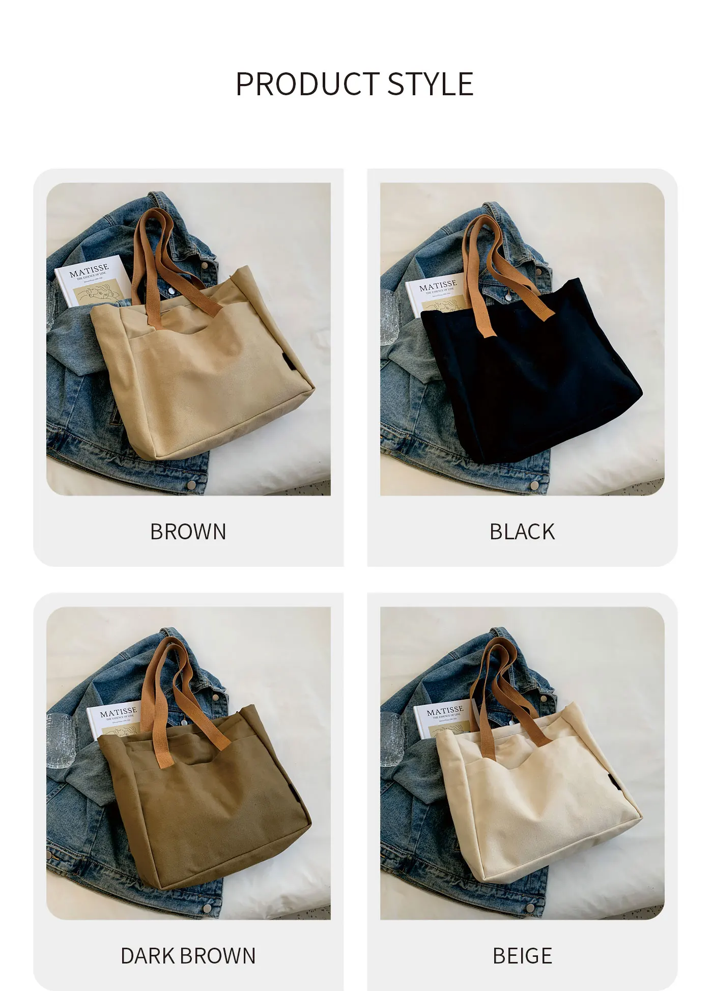 Custom Reusable Cotton Canvas Tote Bag With Pocket And Zipper Custom