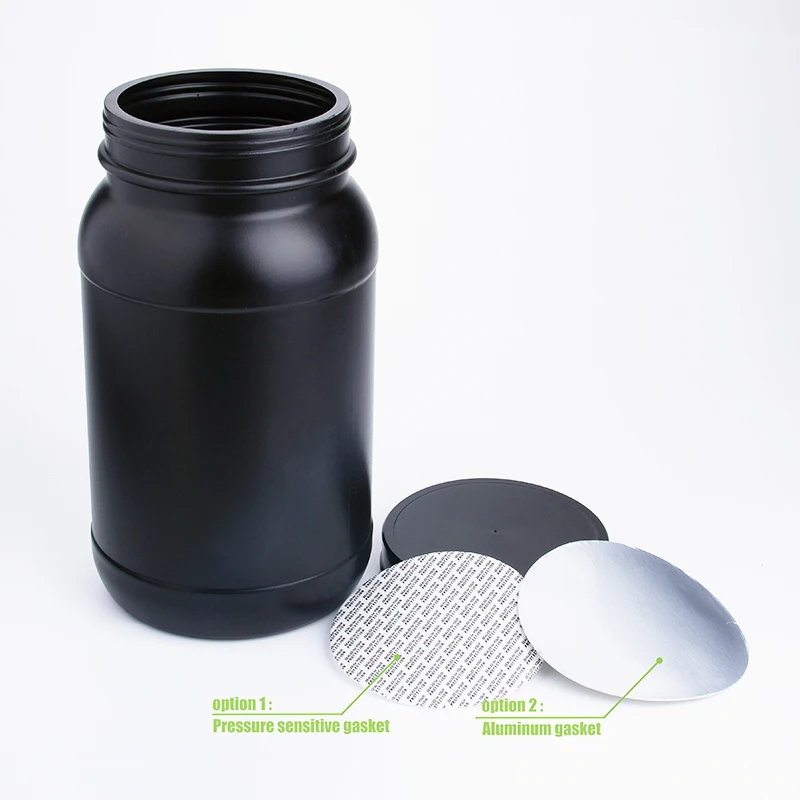 Empty Muscle Gain Fitness Protein Powder Container 1L 3L 5L 7L 10L Large Black Wide Mouth Whey Protein Powder Storage Jar