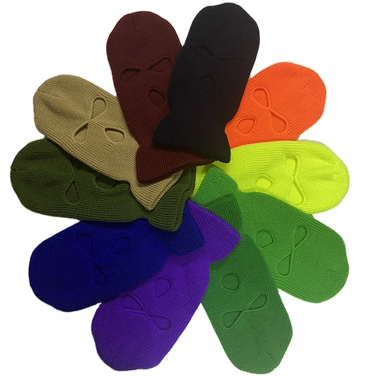 High Quality Ski Mask Acrylic Material 3 Hole Beanie Winter Warm Hat