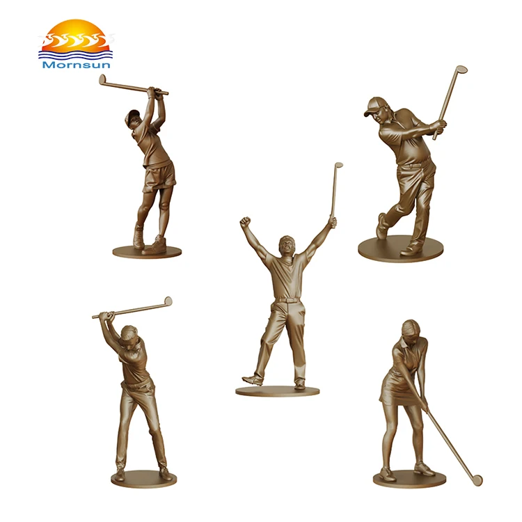 Statue en Résine personnalisée de Golfeur couleur Bronze Figurines 3D de Gros Haute Qualité Sculpture en Résine Bronze pour Décoration Sportive