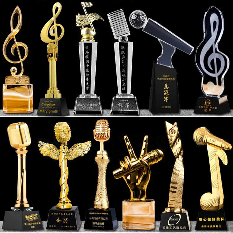 Custom Design Microphone Anchor Resin Musical Award Crystal Award For The Best Voice Souvenir Gifts