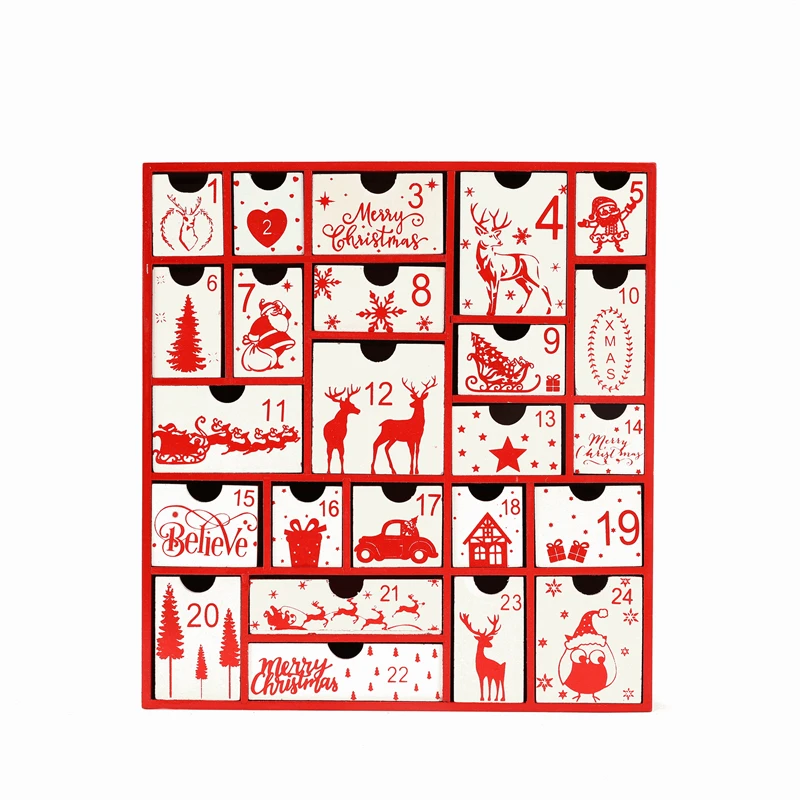 Wood Christmas Advent Calendar With Drawer Christmas Tabletop