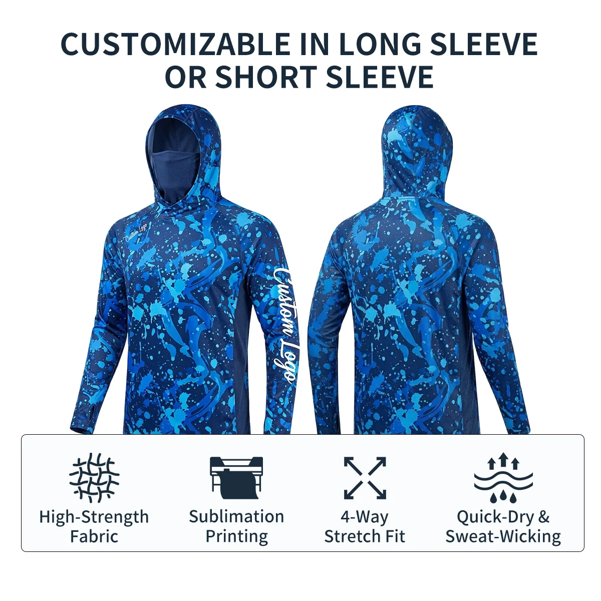 OEM/ODM UPF 50+ Hooded Fishing Shirt Sun Protection Hoodie Long Sleeve Quick Dry Breathable Cooling Outdoor Sports Shirt